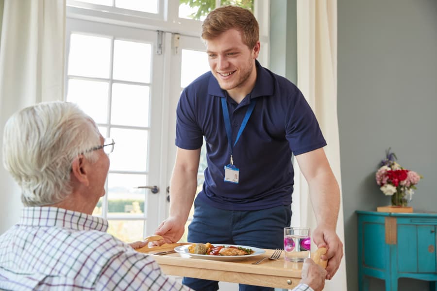 care worker serving